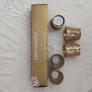BNIB 5 Luxehabitat Gold Toned Votive Candle Holders